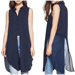 BCBGeneration SET Sz XS Long Shirt Tunic Top Jogger Crop Pant Outfit Blue Women